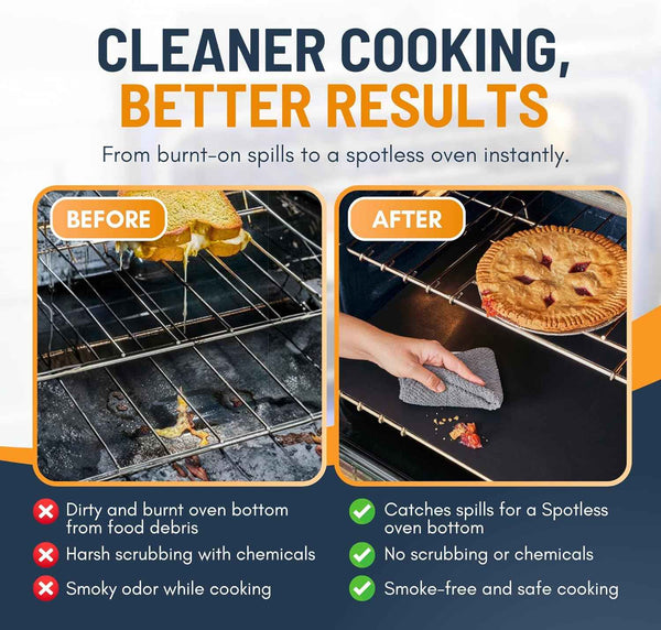 Oven Liners for Bottom of Oven - 2 Pack Large Heavy Duty Mats, 17”x25” Non-Stick Reusable Liner for Electric, Gas, Toaster Ovens, Grills - BPA & PFOA Free Kitchen Accessory to Keep Oven Clean (Black)