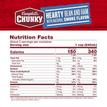 Campbell's Chunky Hearty Bean Soup with Ham, 19 Oz Can, Protein Rich, Microwaveable, Pantry Staple