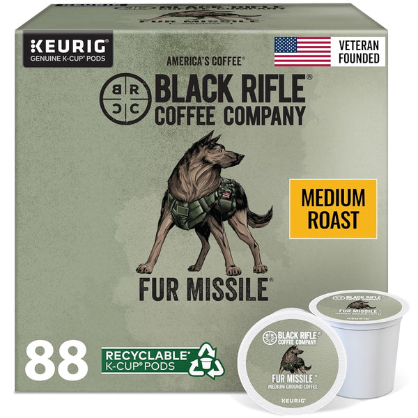 Black Rifle Coffee Company Just Black medium roast K Cups, 50 count, compatible with Keurig machines