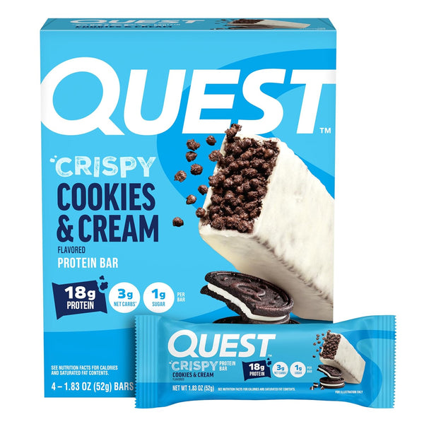 Quest Nutrition Crispy Cookies & Cream Hero Protein Bar, 12 Count, Gluten Free, Keto Friendly