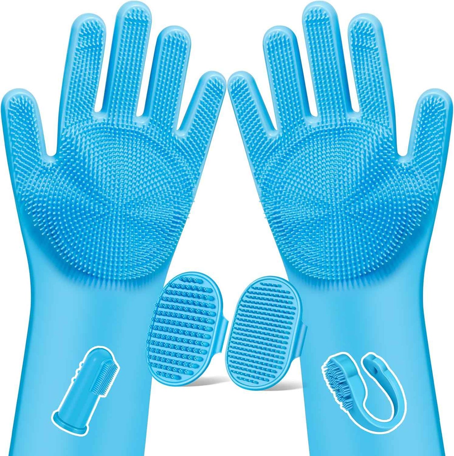 6PCS Pet Grooming Kit for Dogs,Cats and Horses | Dog Washing Gloves | Dog Bath Brush | Dog Bath Gloves | Dog Shampoo Brush | Pet Grooming Gloves | Dog Bath Supplies (Navy Blue)