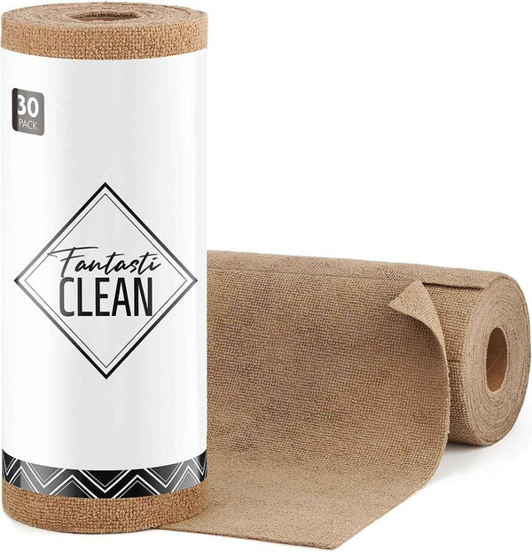 Fantasticlean Microfiber Cleaning Cloth Roll -75 Pack, Tear Away Microfiber Towels, 12" x 12", Reusable, Washable, Scratch Free, Ultra Absorbent Dishcloth for All-Around Cleaning Supplies (Pink)