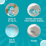 Scrubbing Bubbles easy clean foaming toilet bowl cleaner, 2 x 100g easy drop in powder pouches, quick cleaning