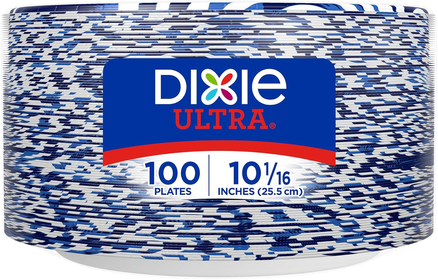 Dixie Ultra, Large Paper Plates, 10 Inch, 100 Count, 3X Stronger*, Heavy Duty, Microwave-Safe, Soak-Proof, Cut Resistant, Disposable Plates For Heavy, Messy Meals
