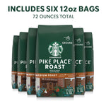 Starbucks Ground Coffee, Medium Roast Hot or Iced Coffee, Pike Place Roast, Six 12 oz Bags​