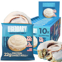 Legendary Foods Gluten-Free, Low Carb Cinnamon Roll Protein Bars, 22g Protein, 10-Pack