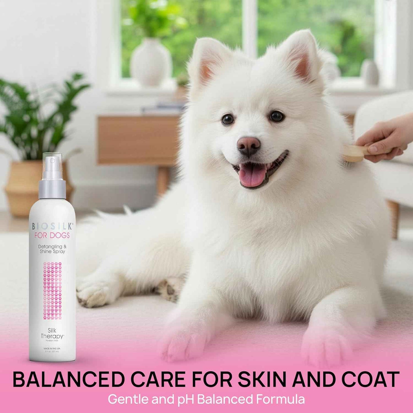 BioSilk Therapy Detangling Plus Shine Protecting Mist for Dogs | Best Detangling Spray For All Dogs and Puppies