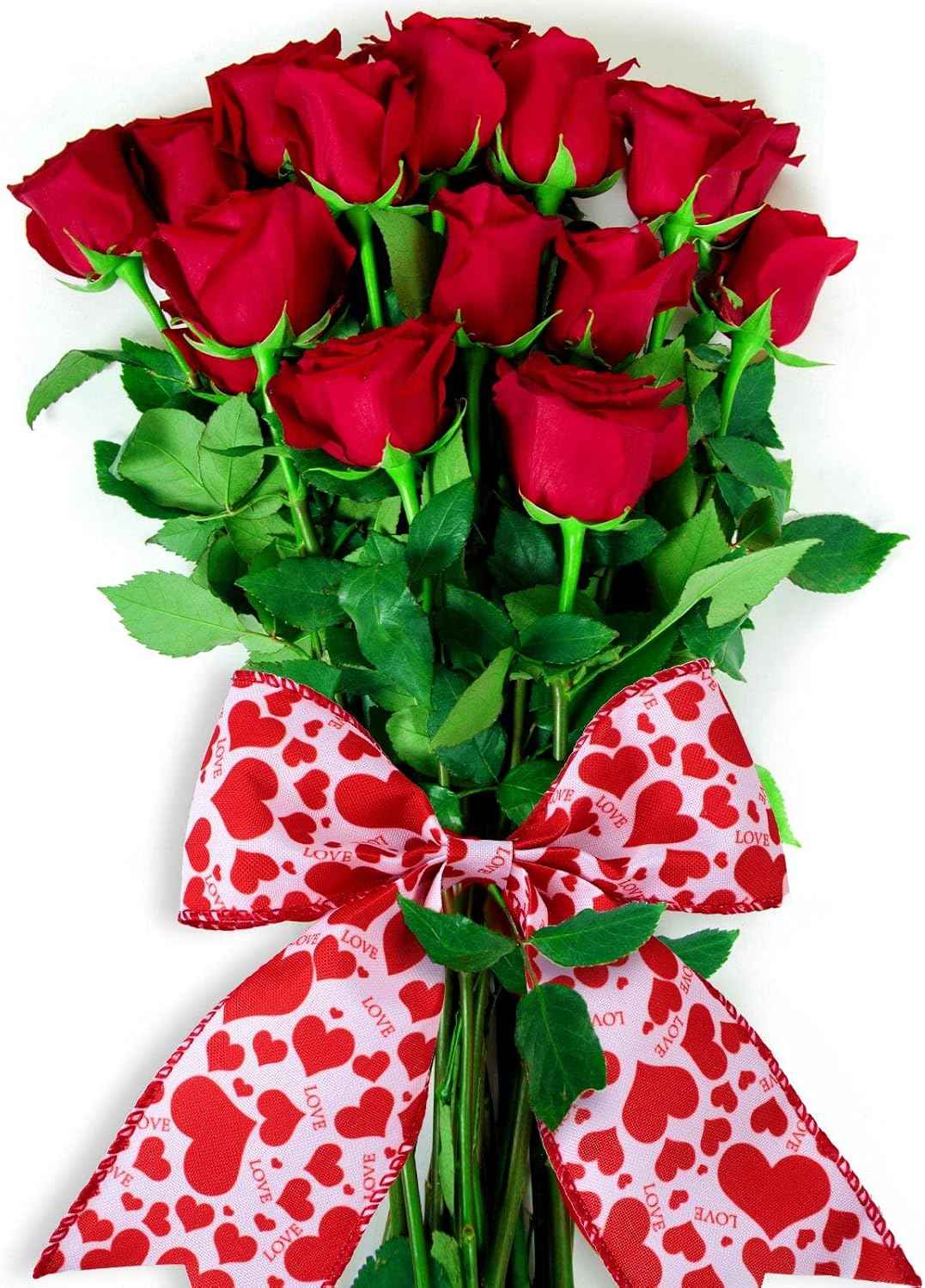 9 Rolls Valentines Wired Edge Ribbon Red Love Heart Truck Pattern Ribbons for Christmas Gift Wrap DIY Crafts Wedding Birthday Party Decoration Bow 2. 5 Inch