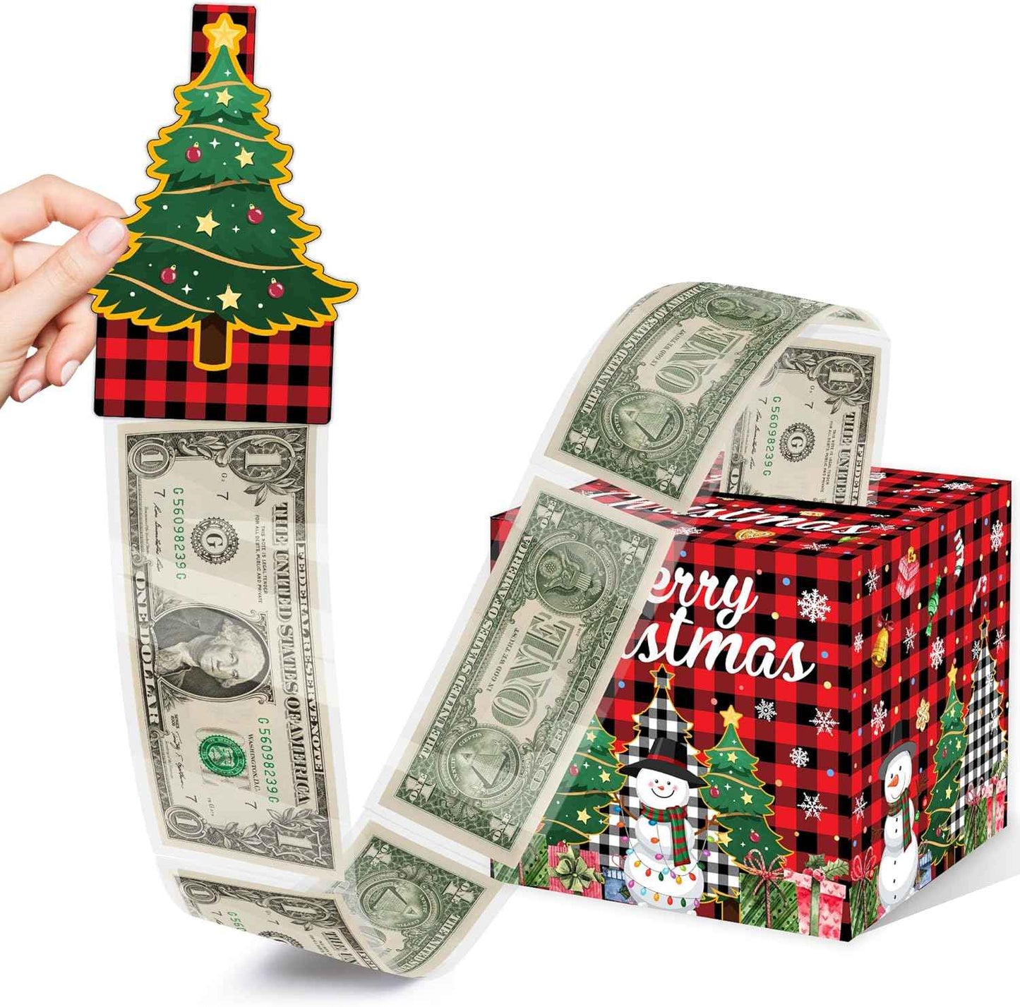 Christmas Party Gifts, Christmas Money Box for Cash Pull, Christmas Money Pull Box with Snowman Card and Transparent Bags, Christmas Money Pull Box, Christmas Money Pull Box for Kids Adults