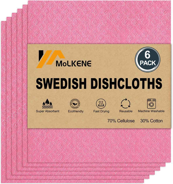 Swedish Dish Cloths - 10 Pack Reusable Kitchen Dishcloths - Ultra Absorbent Dish Towels for Washing Dishes - Cellulose Sponge Cloth Cleaning Rag - Assorted