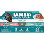 iams perfect portions indoor adult cat food cuts in gravy, 2.6 oz easy peel twin-pack trays, 12 count variety pack