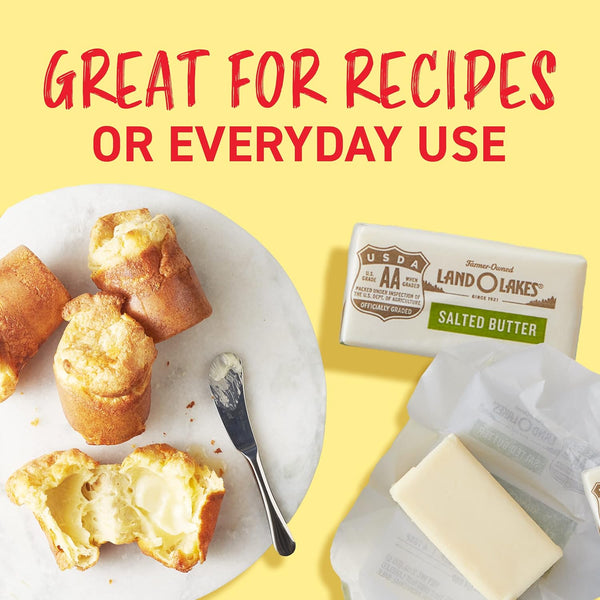 Land O Lakes Salted Butter Half Sticks, Made With Sweet Cream and Salt, 8 Half Butter Sticks, 1 lb Pack