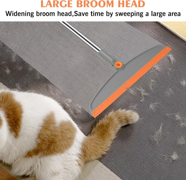 Multifunction Silicone Broom, 54 Inch Long Handle Silicone Floor Squeegee Broom, Sweep and Scrape 2 in 1 Household Cleaning Rubber Broom for Floor, Bathrooms, Kitchens, Showers, Tile, Pet Hair, Glass