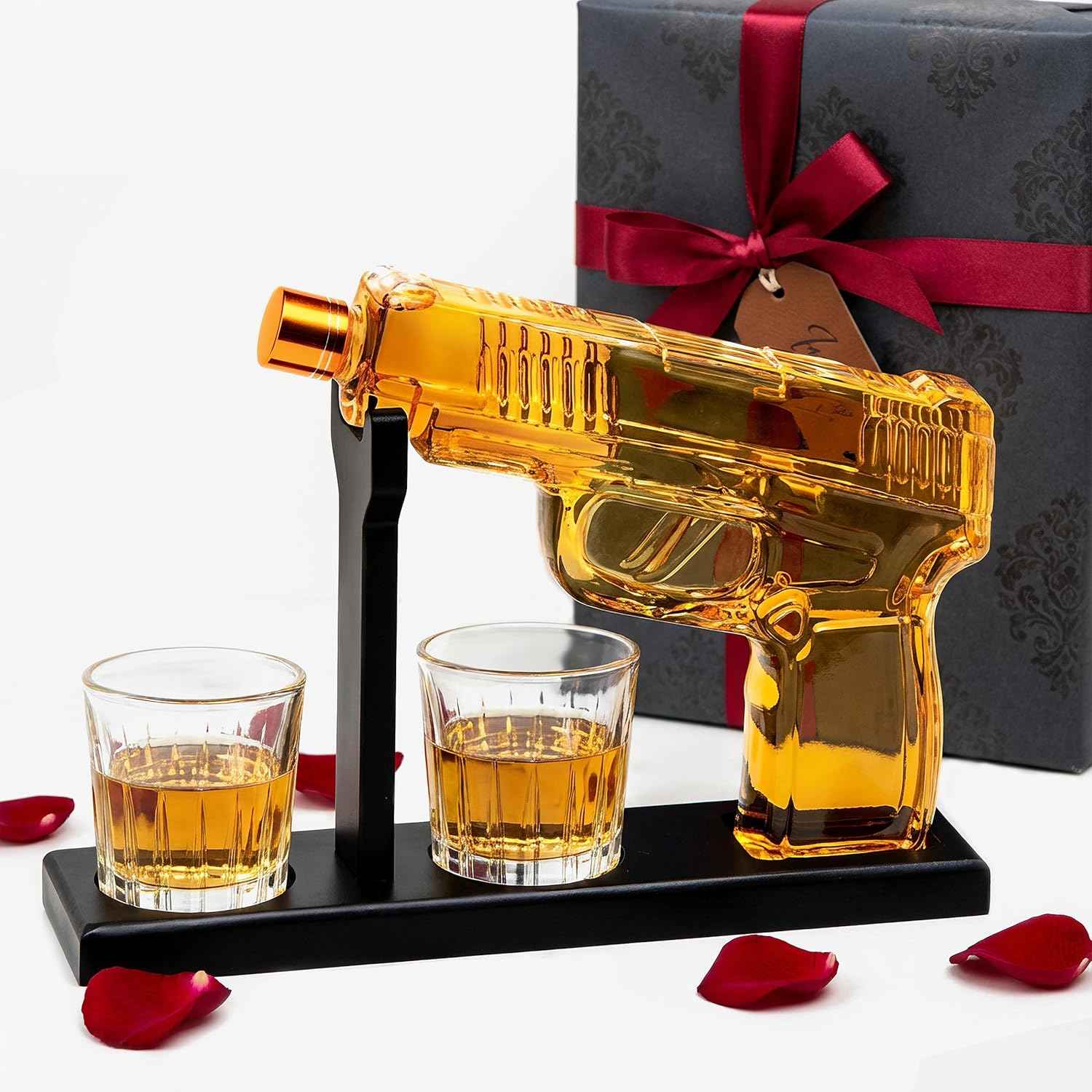 Whiskey Decanter Set with 2 Shot Glasses – Valentine's Gift, Retirement & Birthday Gift for Him – Gift for Men Who Have Everything – Dad, Husband, Groomsmen – Scotch, Bourbon, Liquor, Vodka Dispenser