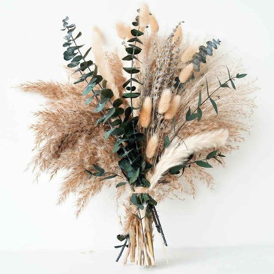 Green Pampas Grass Boho Bouquet – Exquisite Lavender and Eucalyptus Dried Flower Arrangements for Western Boho Decor – Rustic Flowers for Your Bohemian Home, Bedroom, and Wedding Table Décor