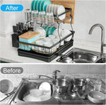 Large capacity 2-tier dish drying rack for kitchen counter