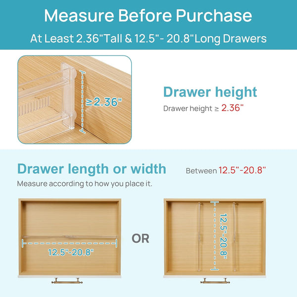 8 Pack Shallow Drawer Dividers for Kitchen Utensil and Underwear Storage