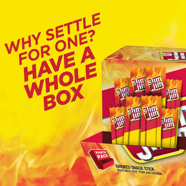 Slim Jim Original Snack Size Sticks, 46 Count, 0.28 oz Each, Beef, Pork, Chicken