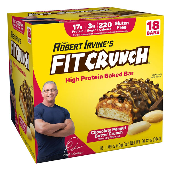 FITCRUNCH Snack Size Protein Bars, 6-Layer Baked, 18 Bars, Mint Chocolate Chip