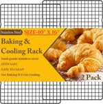 2PCS Cooling Racks for Cooking and Baking - 10" x 15"Heavy Duty Stainless Steel Wire Rack for Baking, Grilling, Roasting - Oven & Dishwasher Safe - Fits Jelly Roll Sheet Pan-Silver