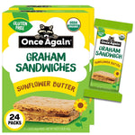 Once Again Peanut Butter Crackers Graham Sandwiches - Gluten Free Graham Crackers with Organic Peanut Butter Filling - Vegan, Organic Snacks for Kids - Lunch Snacks Individually Wrapped, 8 Count