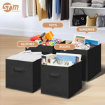 Storage Cubes for Organization and Closet Use, 6 Pack Fabric Foldable Collapsible Bins with Handles