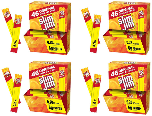 Slim Jim Original Snack Size Sticks, 46 Count, 0.28 oz Each, Beef, Pork, Chicken