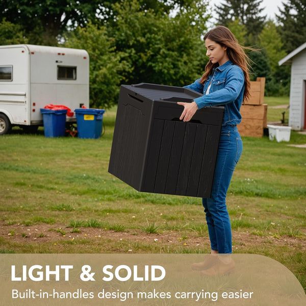30 gallon resin deck box for outdoor storage and patio furniture