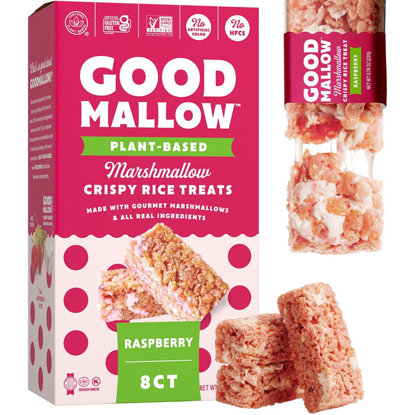 GoodMallow Vegan Rice Crispy Individually Wrapped Box of 8, Kosher, Gluten Free, Dairy Free Snacks