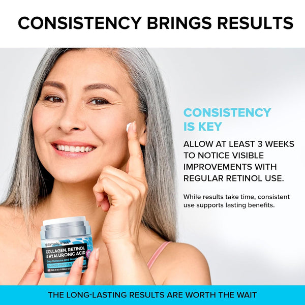 SimplyVital anti-aging collagen and retinol face cream, 1.7 fl oz, gently hydrates and firms skin