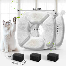 32 Pcs Cat Water Fountain Replacement Filters-16 Pack Cat Fountain Filters with 16 Pack Sponges, Enhanced Compatibility Pet Fountain Filter Fit for 95oz/2.8L 135oz/4L 67oz/2L Pet Drinking Fountain