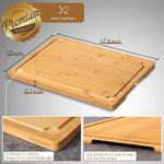 Extra Large Bamboo Cutting Board with Juice Groove and Handles for Kitchen