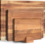 WALDWERK Acacia Wood Cutting Board Set with Stand for Kitchen