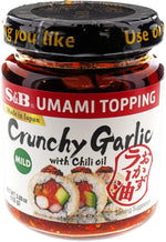 S&B Chili Oil with Crunchy Garlic, 3.88 Fl Oz Umami Topping from Japan
