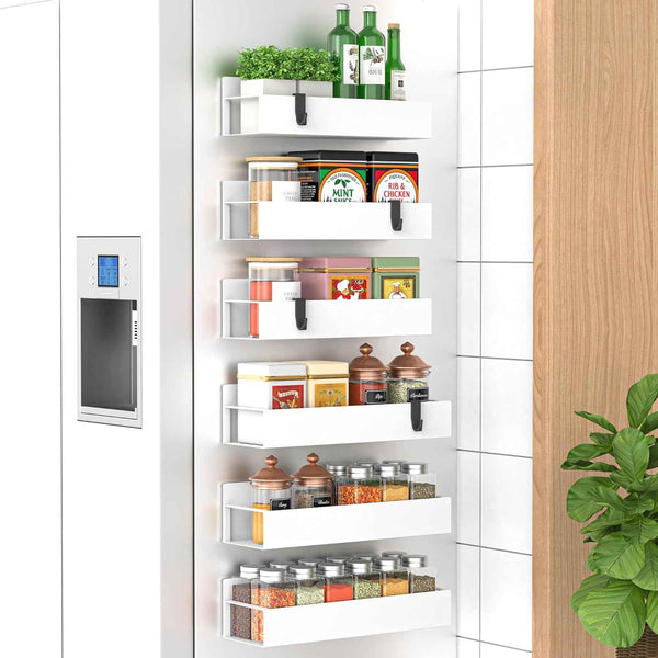 Metal 4 Pack Magnetic Spice Storage Rack Organizer for Refrigerator and Oven, Black Fridge Organizers and Storage