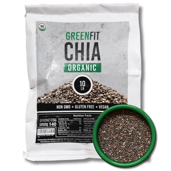 Greenfit Premium Bulk Chia Seeds (10Lbs Bag) | A+ Grade Chia | Nutrient-Packed Superfood | Non-GMO | Gluten-Free Chia Seeds Bulk | Vegan