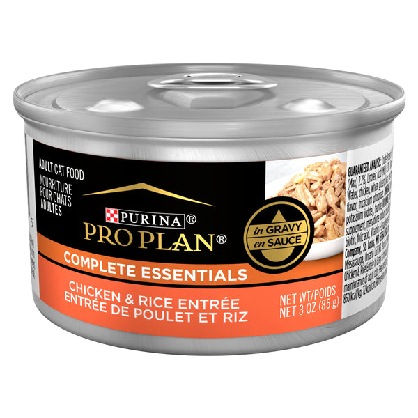 purina pro plan high protein cat food complete essentials wet gravy chicken and rice entree