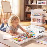 17-Quart Plastic Storage Box with Removable Tray for Arts and Crafts Supplies