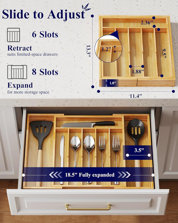 Kitsure Silverware Organizer for Kitchen Utensils and Cutlery Storage