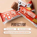 PBfit Peanut Butter Chocolate Protein Bars, 24g Protein, Gluten Free, Vegan, 40-30-30 Macros, 2.47 Oz, Pack of 12