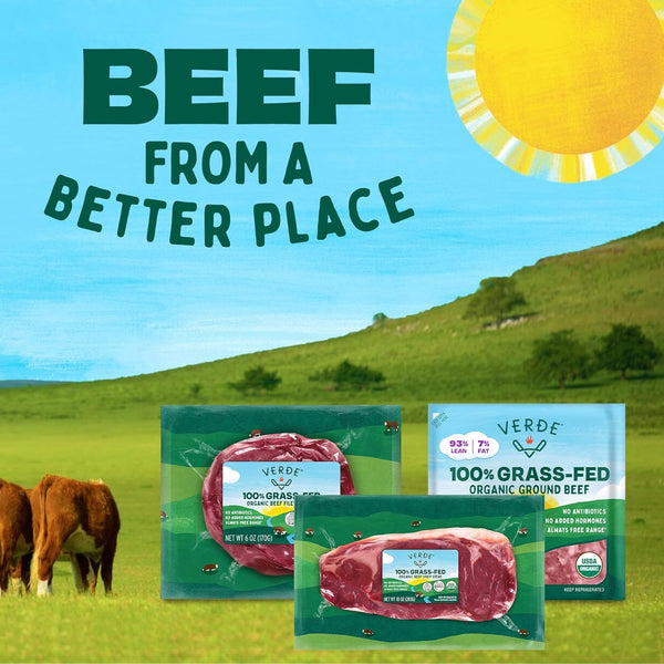 Verde Farms, Beef Sirloin Steaks, Organic, Grass-Fed | 0.75 lbs |Pack of 2