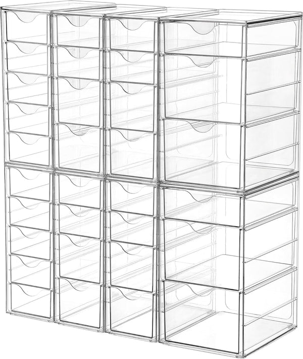 Clear Acrylic Organizer with 16 Drawers for Office Supplies and Desk Storage