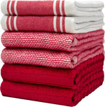 Premium Kitchen Towels (20”x 28”, 6 Pack) | Large Cotton Kitchen Hand Towel | Flat & Terry Dish Cloths | Highly Absorbent Tea Towels Set with Hanging Loop | Gray