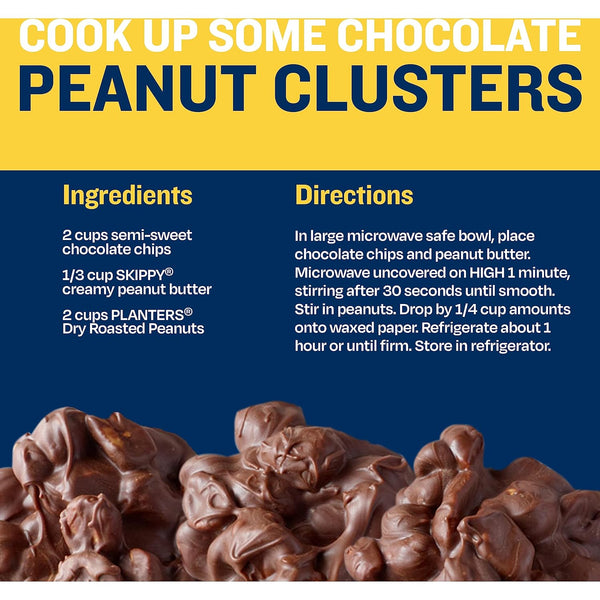 Planters salted peanuts, 16oz dry roasted party snacks with plant-based protein, 1 jar
