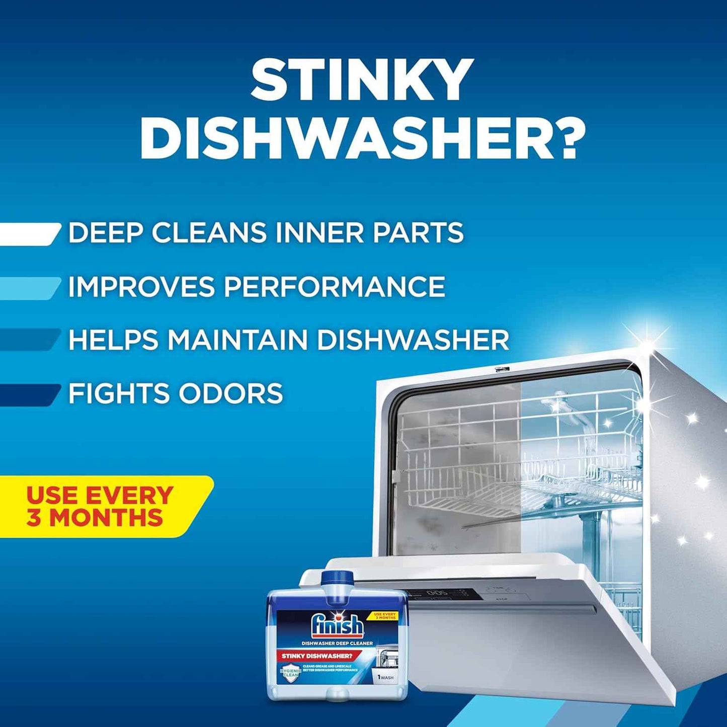 Finish Dishwasher Cleaner Liquid for deep cleaning grease and limescale, 3-month supply, 8.45oz