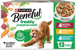 Purina Beneful Gravy Wet Dog Food Variety Pack with real beef, chicken, and lamb, 12 x 10 oz tubs