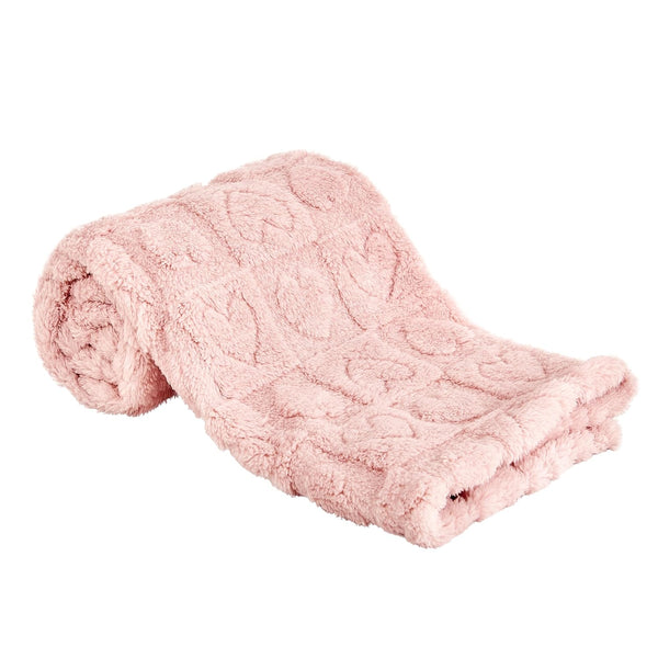 yurhap fleece baby blanket heart checkered ultra soft cozy for girls boys, 30”x40” light pink
