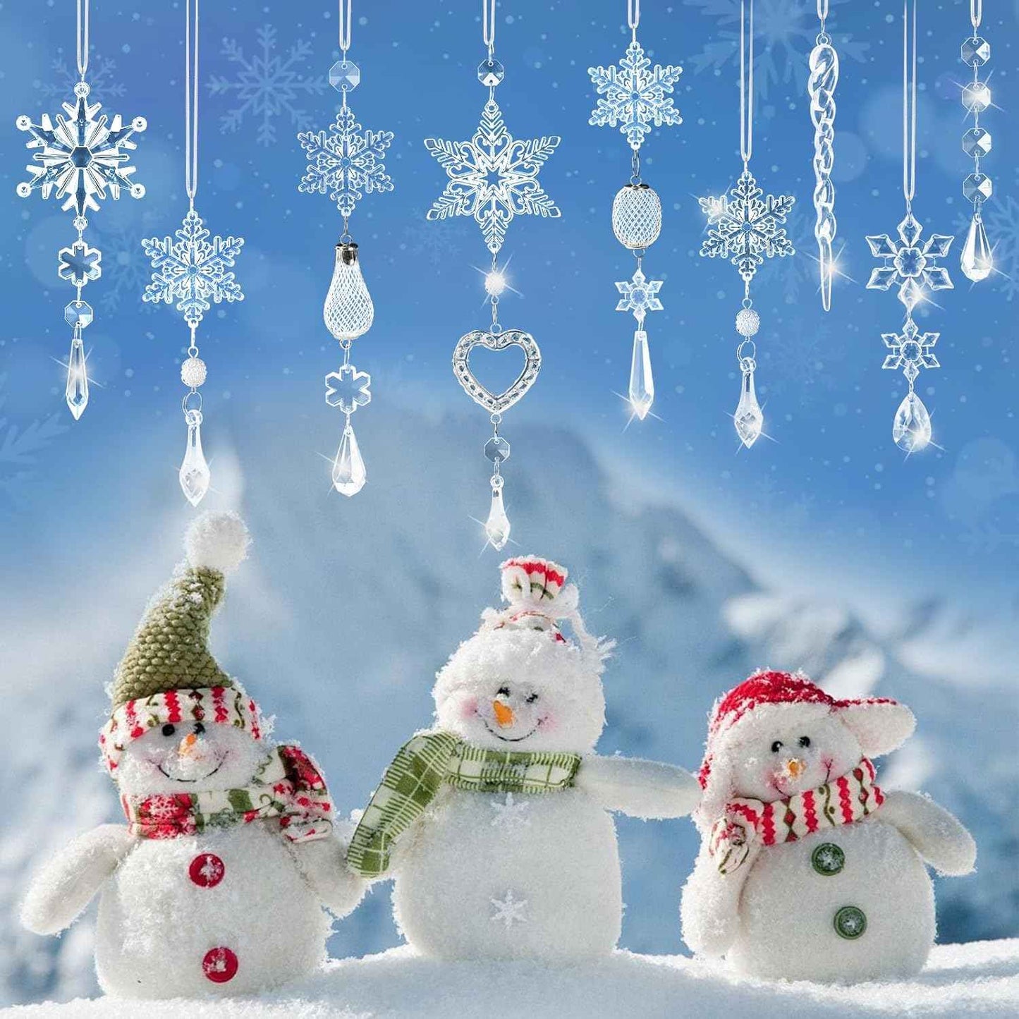 Crystal Ornaments Christmas Tree Decorations - 21pcs Christmas Tree Ornaments Sparkling Dazzling Festival Party Decoration Crystal Snowflake Design Hanging Ornament Holiday Season Home Decor