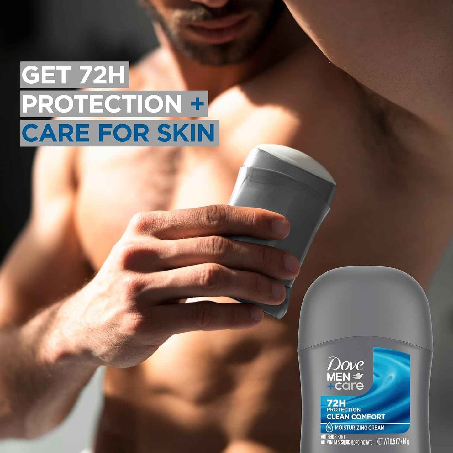 DOVE MEN + CARE Antiperspirant Deodorant Stick Clean Comfort 72-Hour Sweat & Odor Protection Antiperspirant for Men With 1/4 Moisturizing Cream 0.5 oz