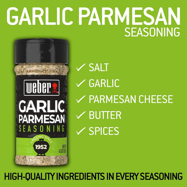 Weber 4.3 oz Garlic Parmesan Seasoning Blend for Vegetables, Pork, Poultry, and Pasta